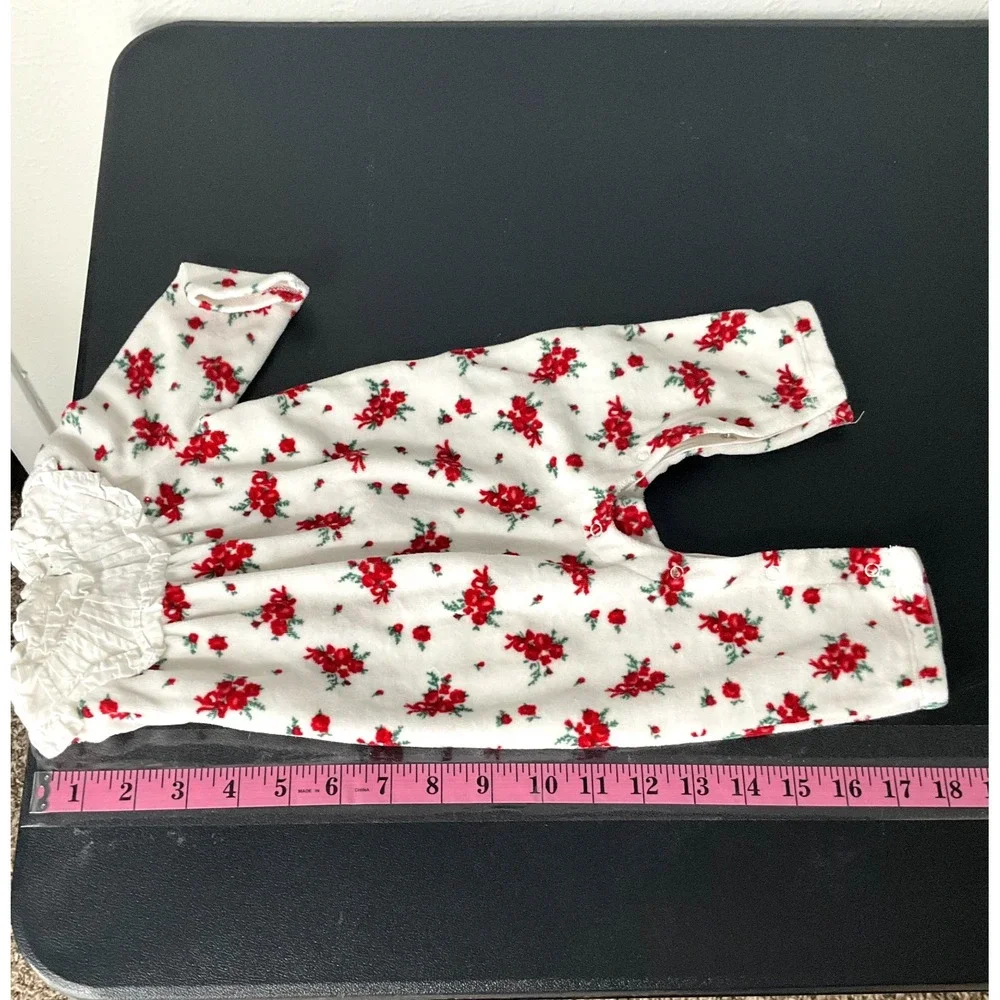 Janie and Jack Floral Long Sleeve Velvet High Neck One Piece Holiday‎ Baby Girl